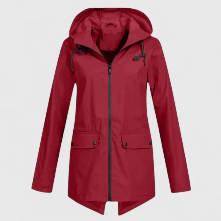 Women's Hooded Rain Jacket - Red