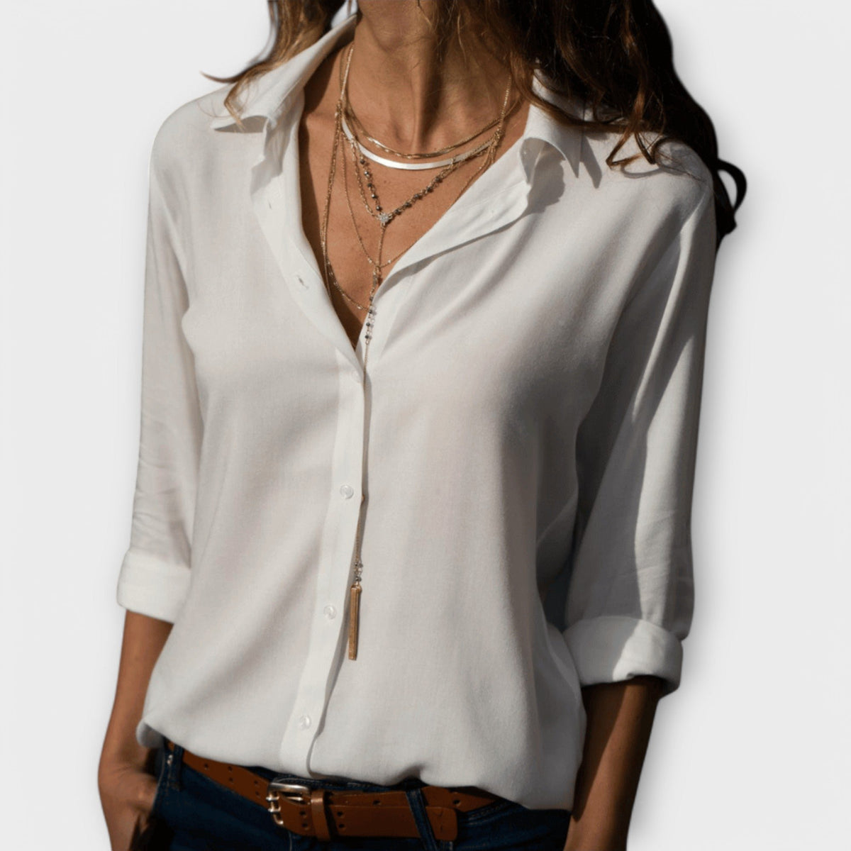 Women's Oversized Chiffon Blouse - White