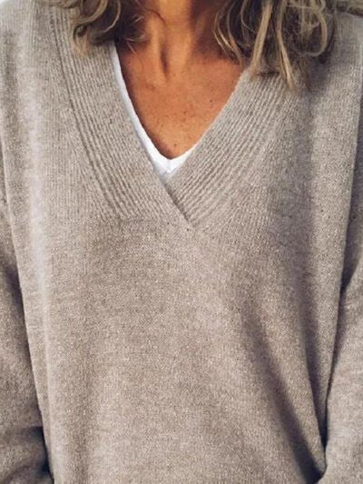 Women's Oversized V-Neck Sweater