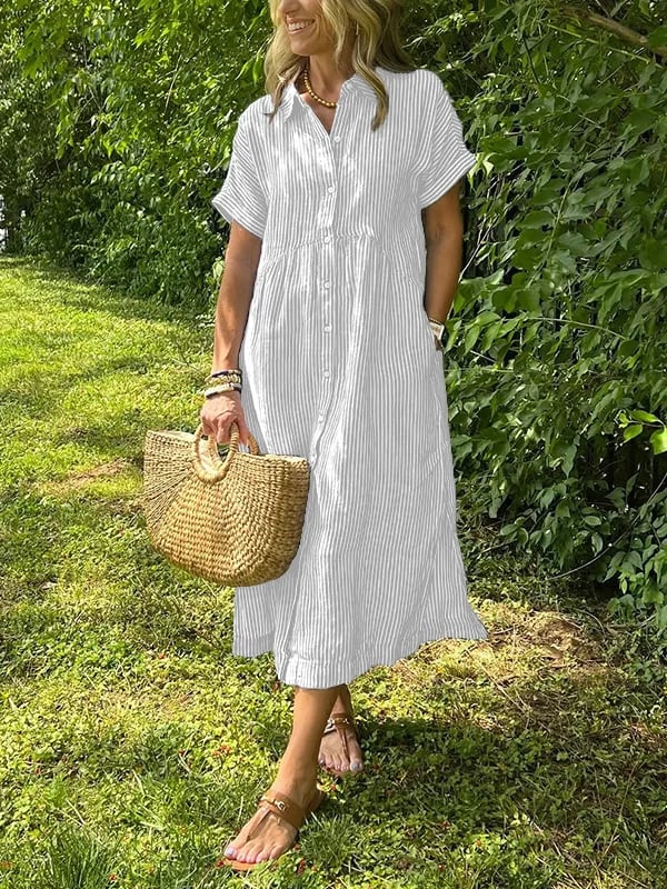 Emma Women's Striped Cotton Shirt Dress 2