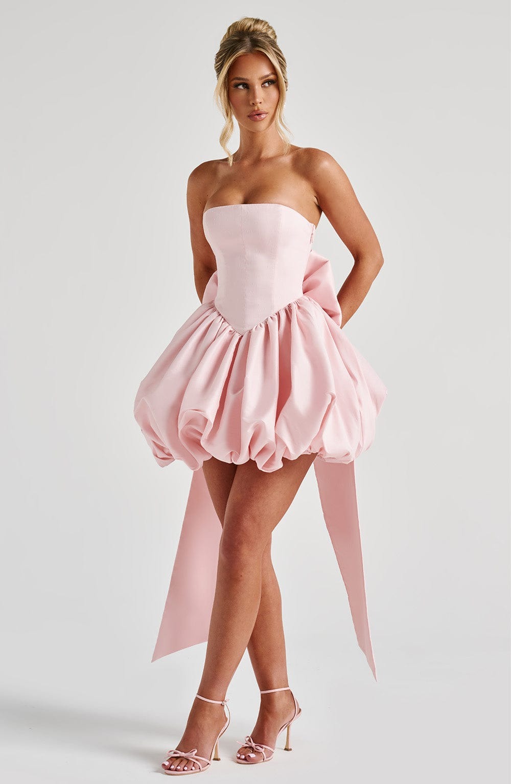 Strapless Corset Mini Dress - Light Pink