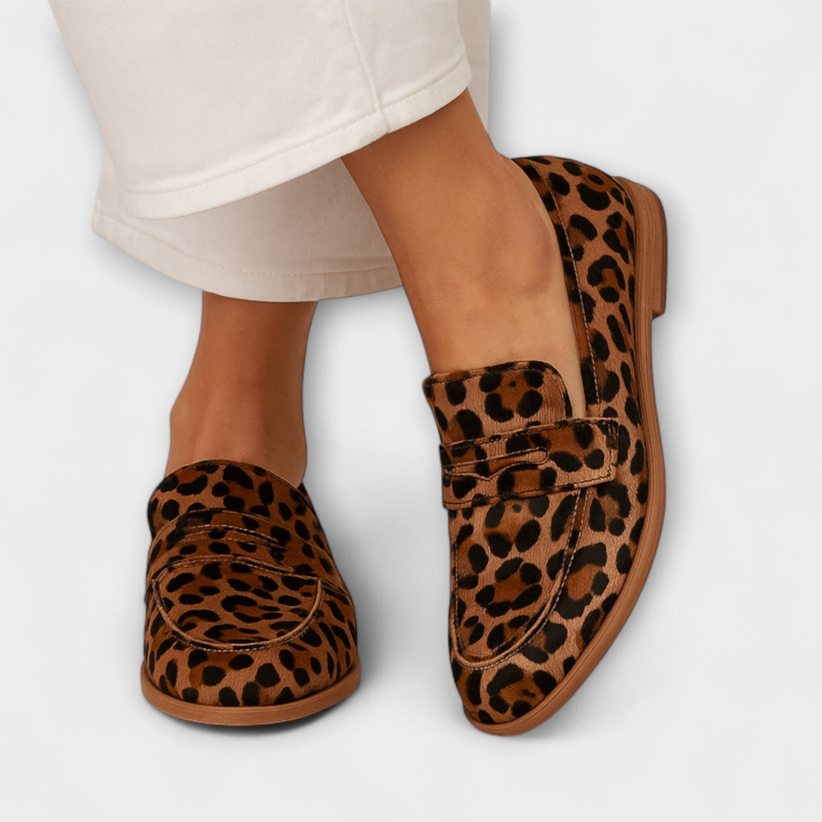 Women's Faux Leather Penny Loafers - Brown