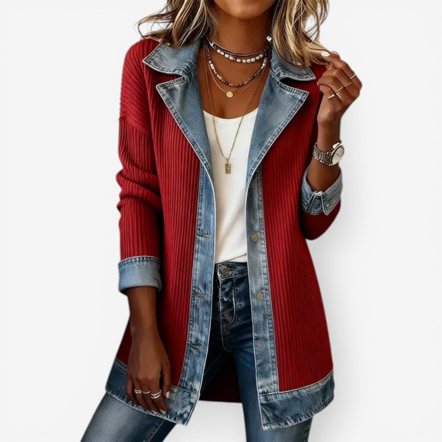 Women's Longline Knit Cardigan - Red