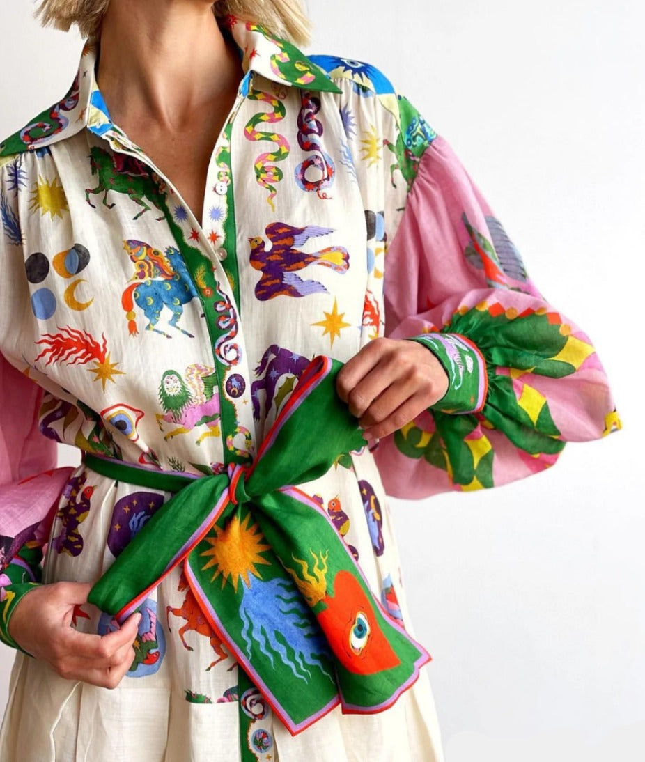 Abstract Print Shirt Dress
