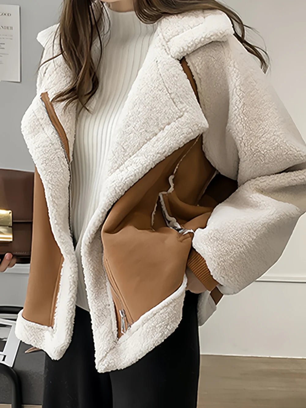Women's Oversized Suede Moto Jacket