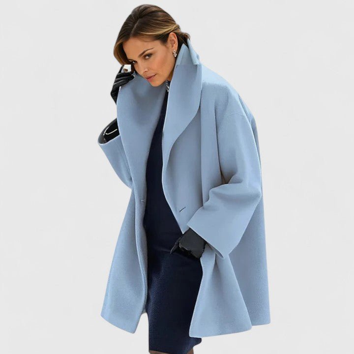 Women's Oversized Wool Coat - Blue