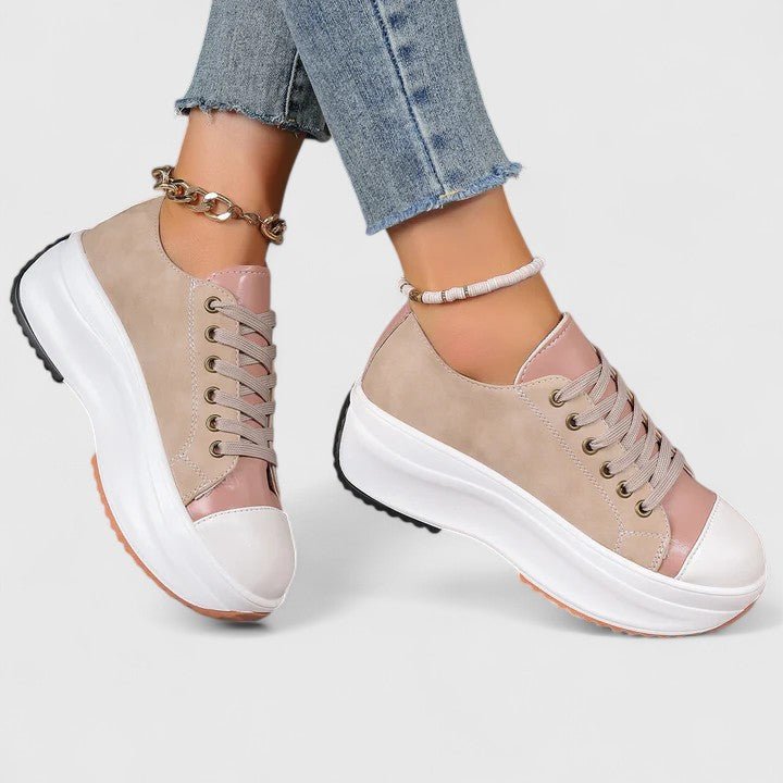 Women's Suede Platform Sneakers - Khaki