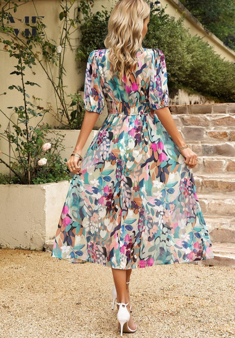Evie Women's Floral V Neck Midi Dress 2