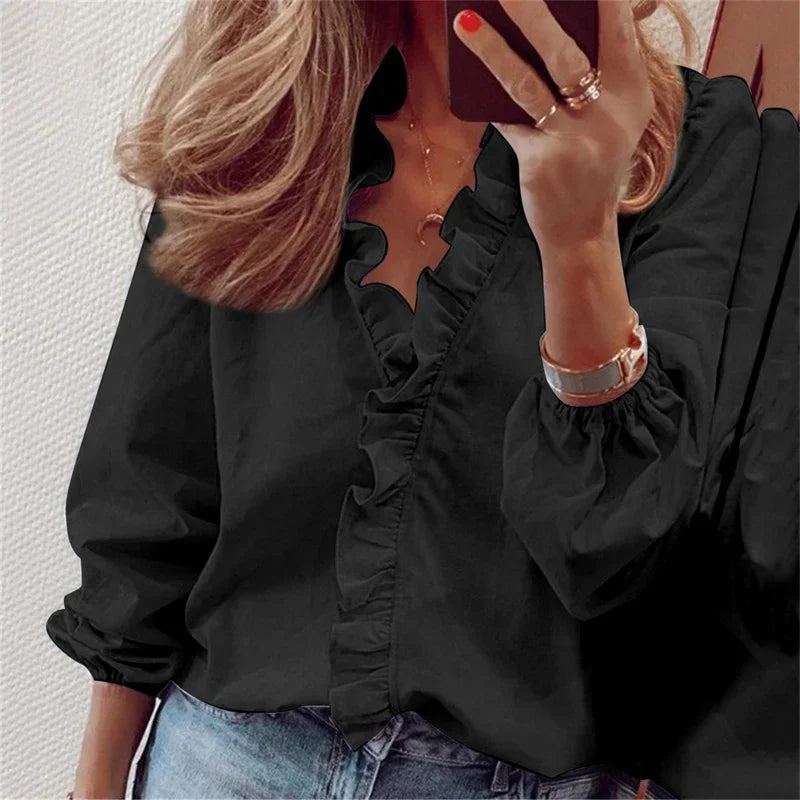 Fiona Women's Ruffle V-Neck Blouse 4