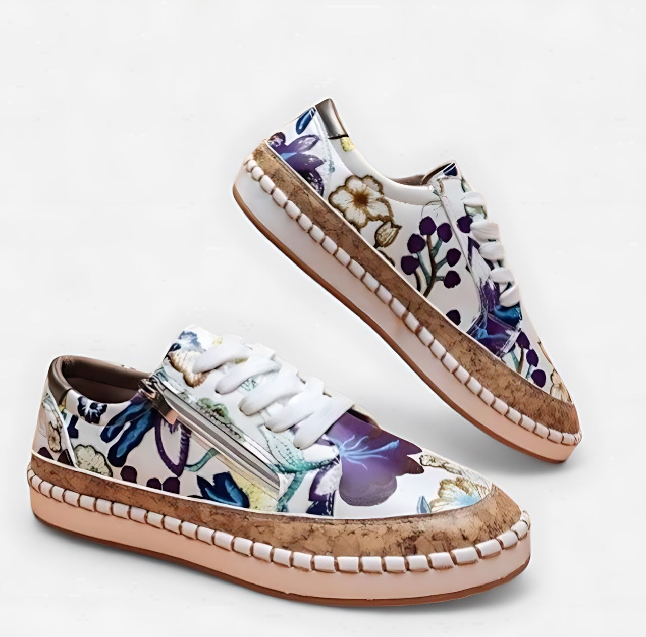 Floral Platform Sneakers - Blue Flora