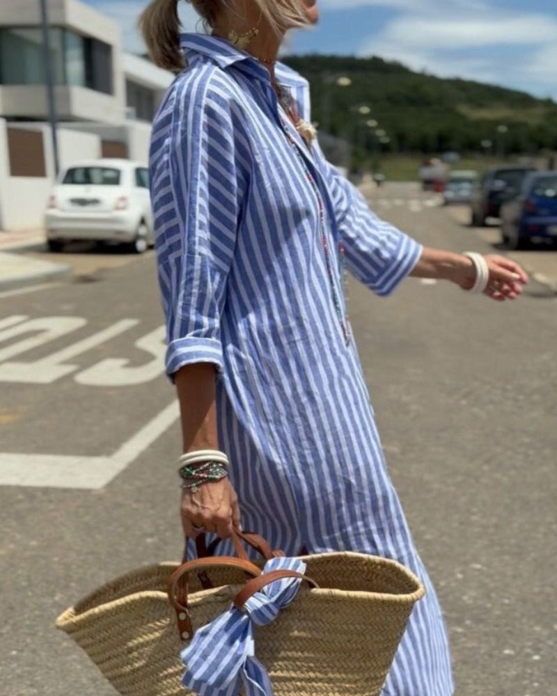 Florence Women's Striped Cotton Shirt Dress 3