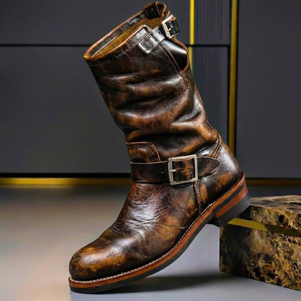Frederick Men's Leather Buckle Mid Calf Boots 1