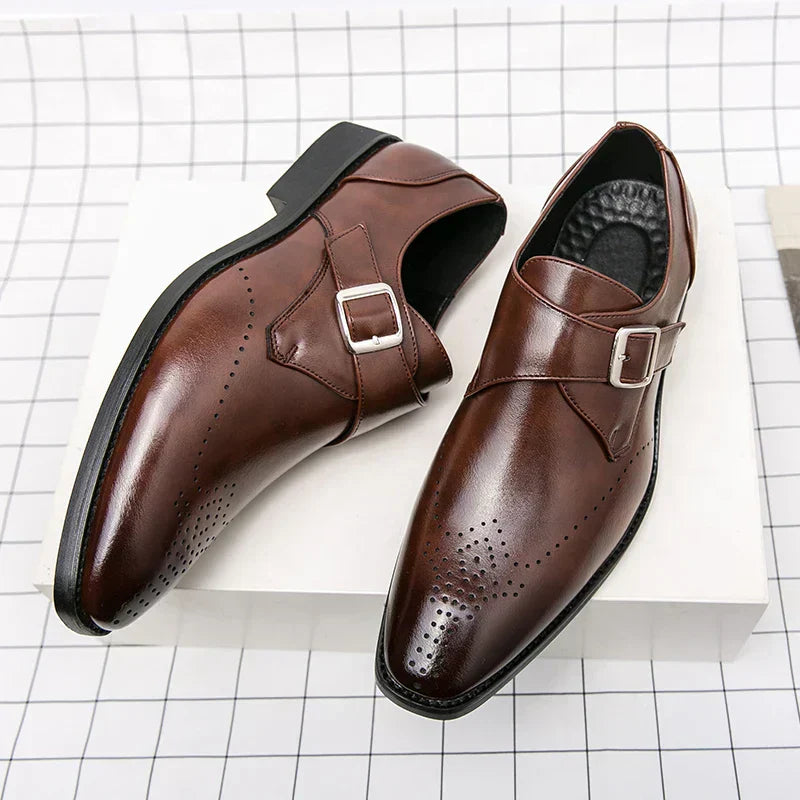George Men's Leather Monk Strap Shoes 1