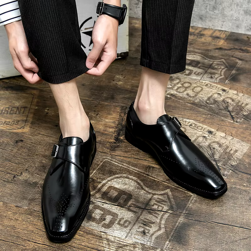 George Men's Leather Monk Strap Shoes 7