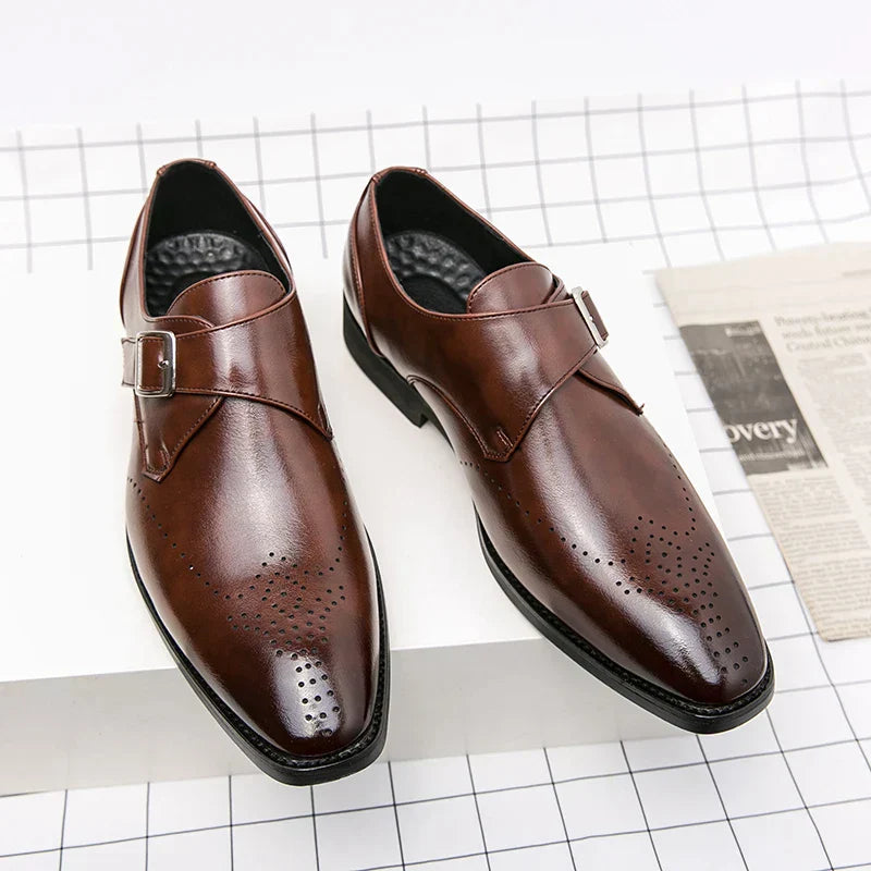 George Men's Leather Monk Strap Shoes 9