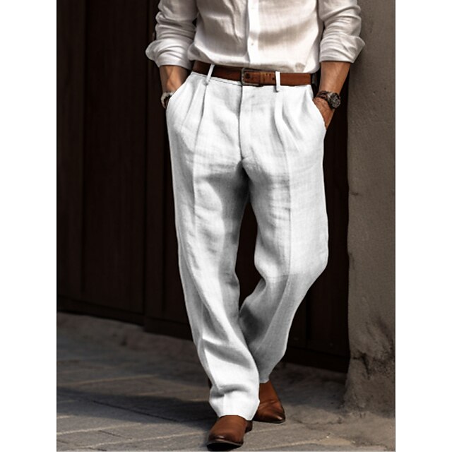 George Men's Linen Pleated Trousers 2