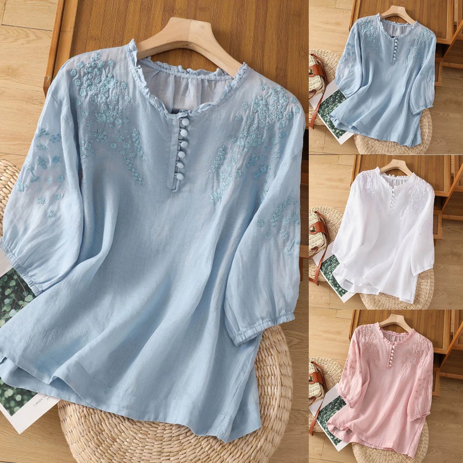 Georgia Women's Embroidered Cotton Blouse 5
