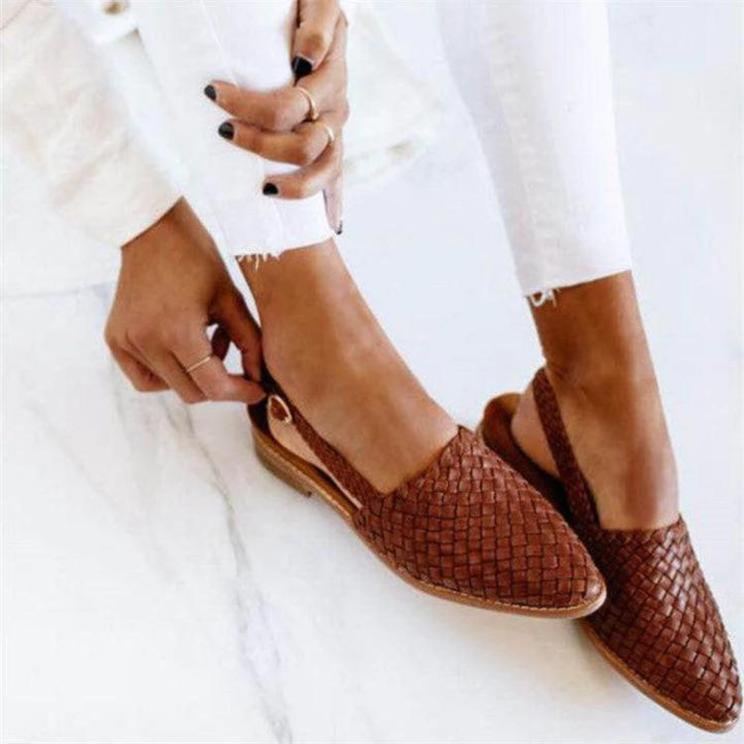 Georgia Women's Woven Leather Slingback Flats 1