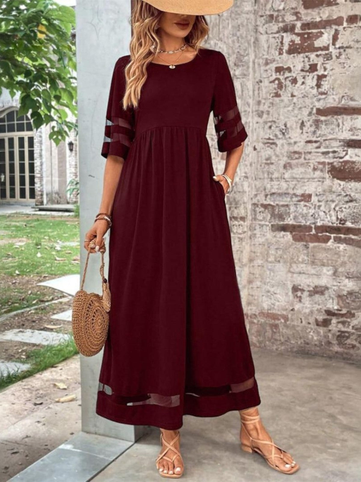 Grace Women's Mesh Panel Maxi Dress 2
