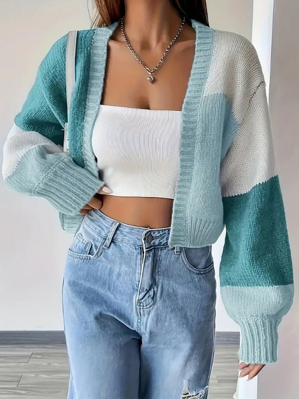 Women's Cropped Oversized Cardigan - Light Green