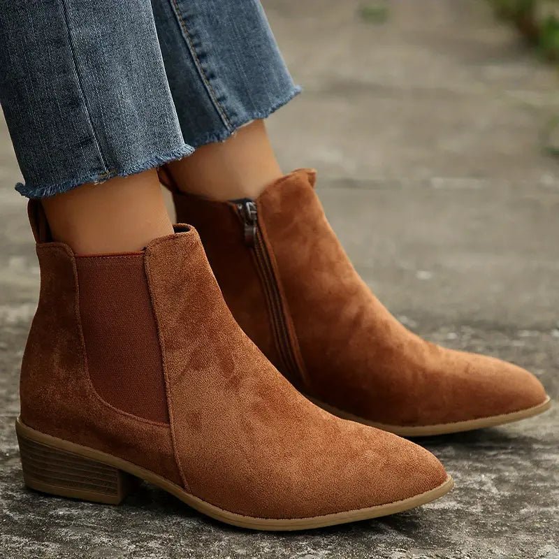 Women's Faux Suede Chelsea Boots - Brown
