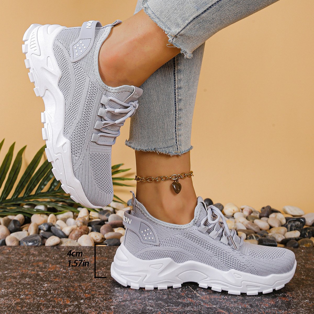 Women's Knit Platform Sneakers - Gray