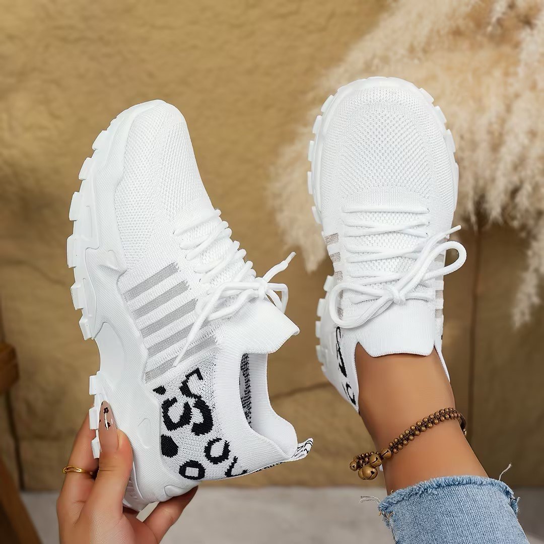 Women's Knit Platform Sneakers - White 3