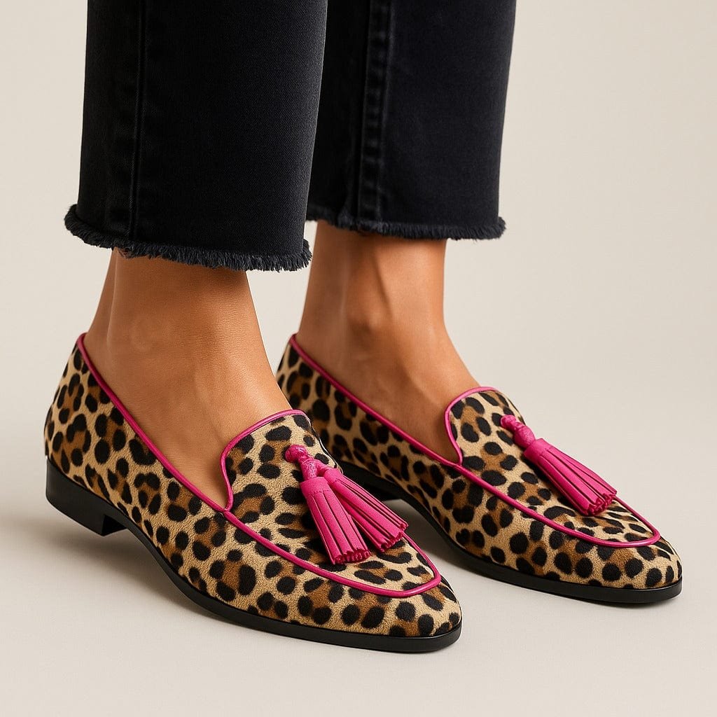 Women's Leopard Print Suede Loafers - 4