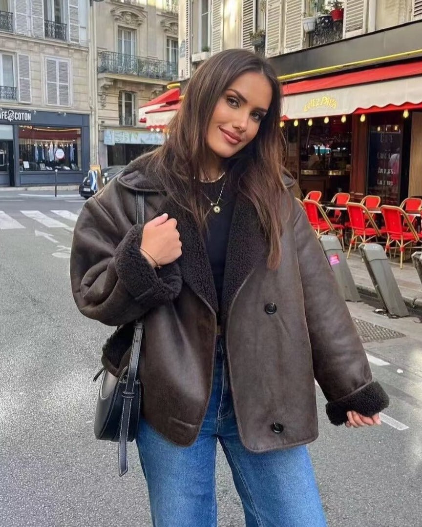 Women's Oversized Suede Moto Jacket
