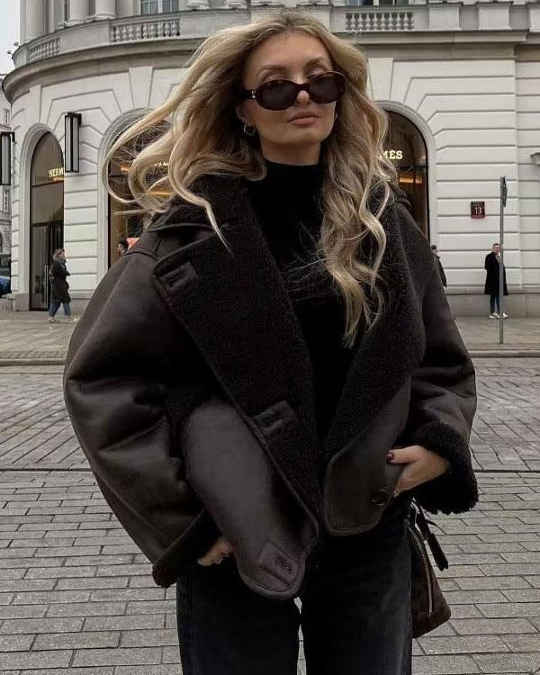Women's Oversized Suede Moto Jacket