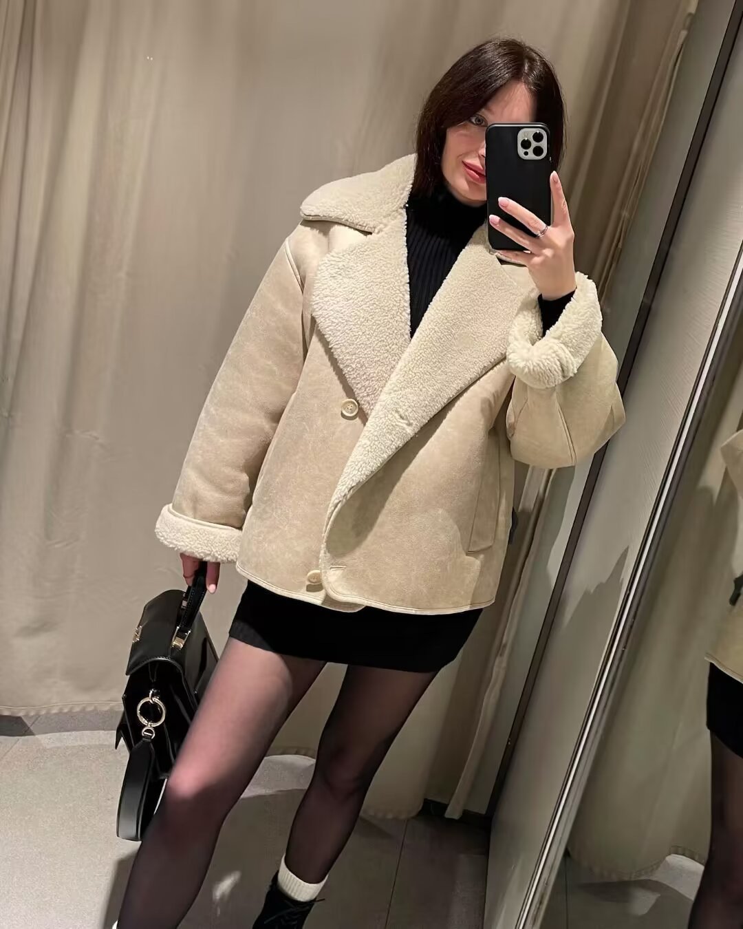 Women's Oversized Suede Moto Jacket