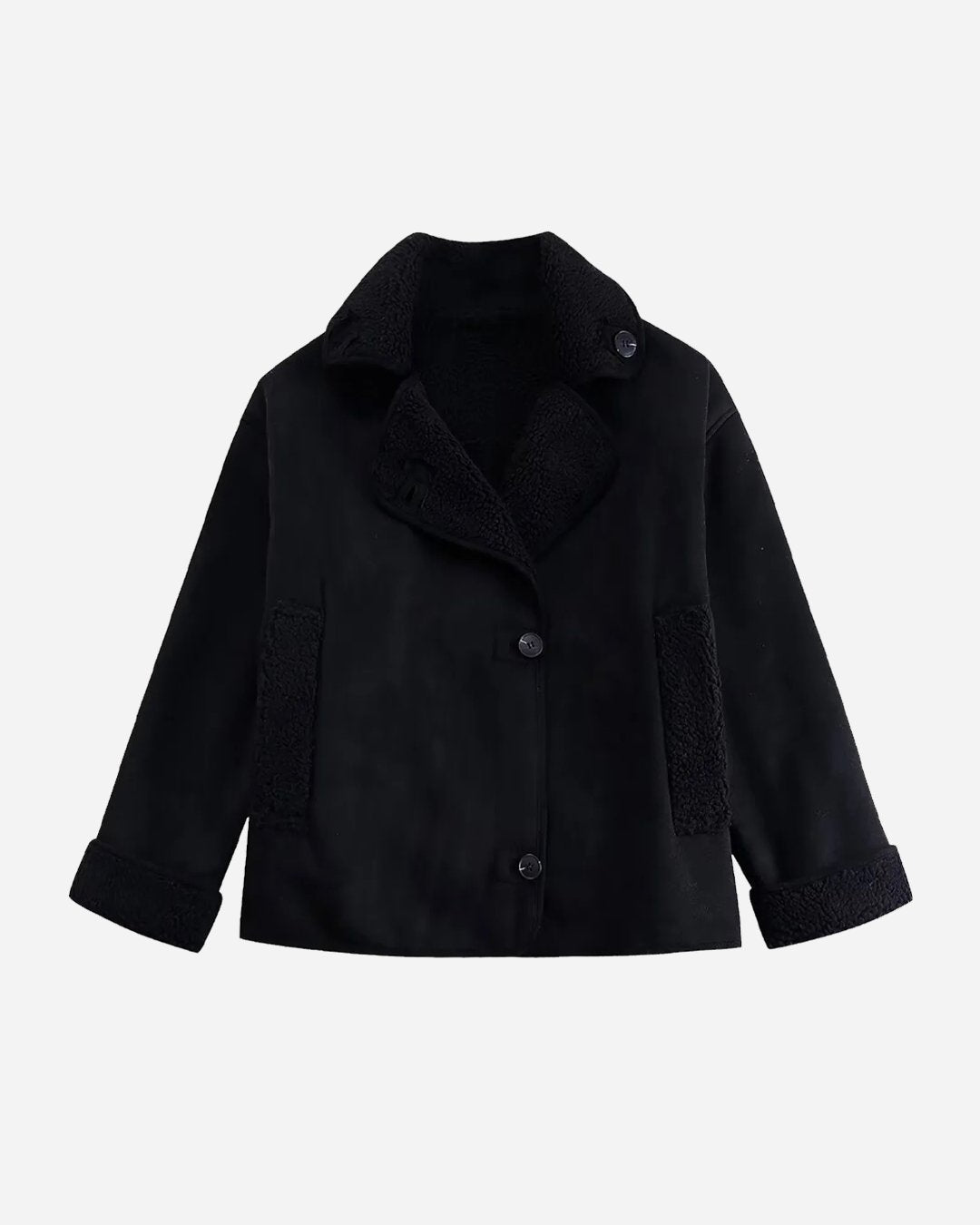 Women's Oversized Suede Moto Jacket - Black