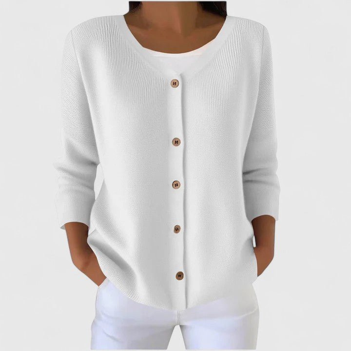 Women's V-Neck Knit Cardigan - White