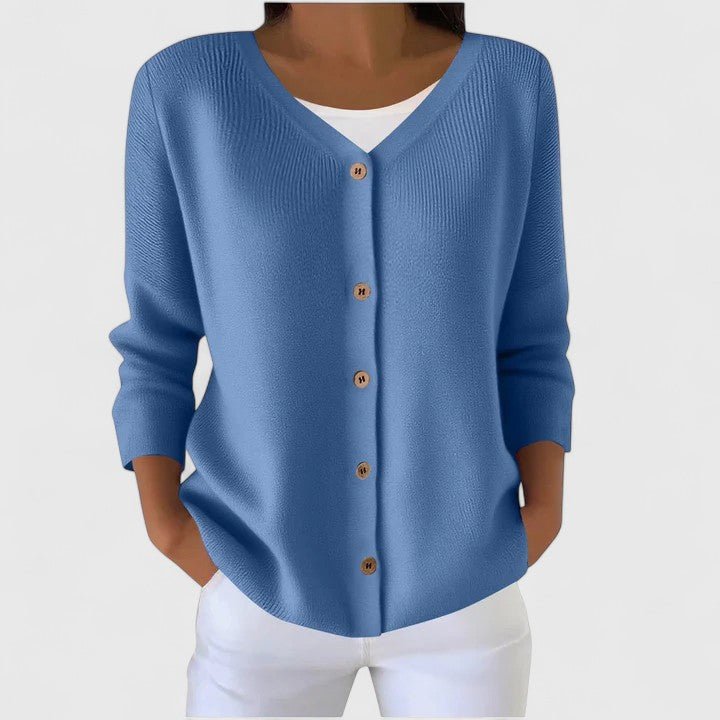 Women's V-Neck Knit Cardigan - Blue