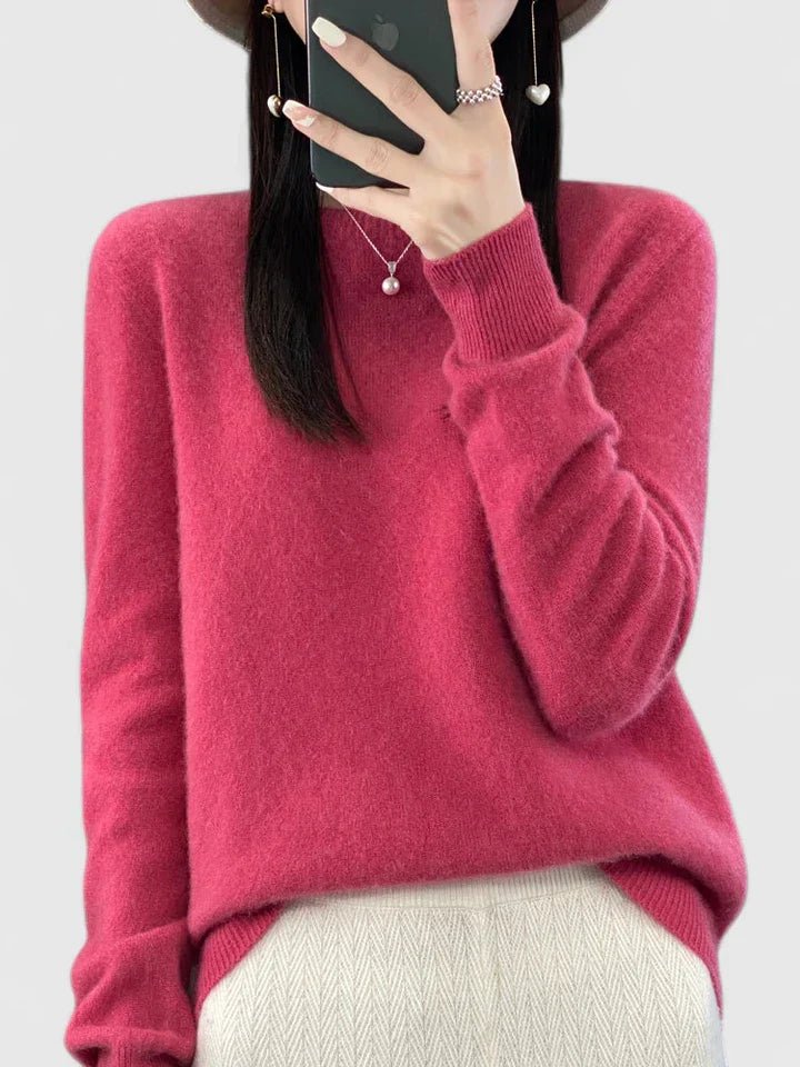 Women's Wool Sweater - Raspberry Red