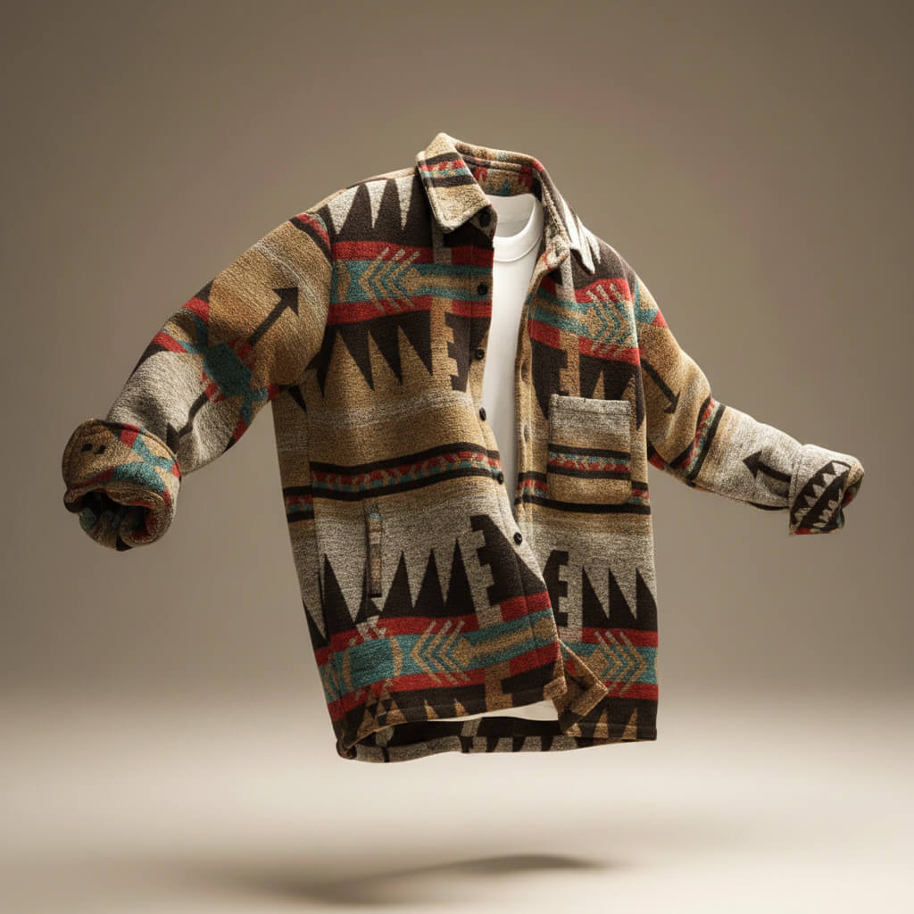 Harry Men's Wool Southwestern Print Shirt Jacket 1