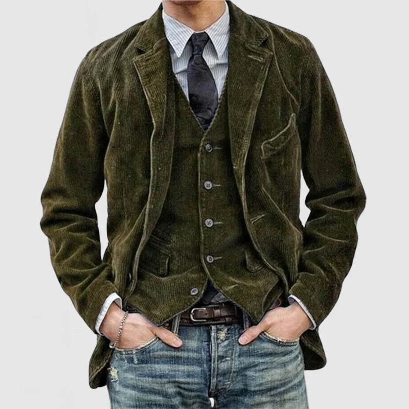 Harvey Men's Corduroy Double Breasted Blazer 4