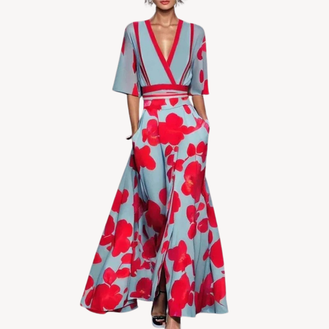 Hazel Women's Deep V Neck Maxi Dress 3