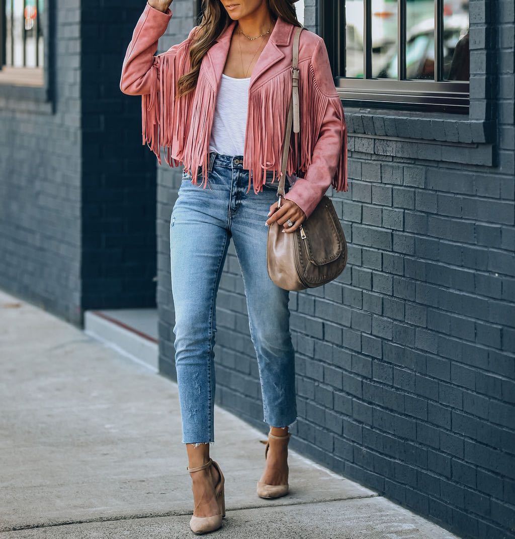 Hazel Women's Fringe Leather Jacket 1