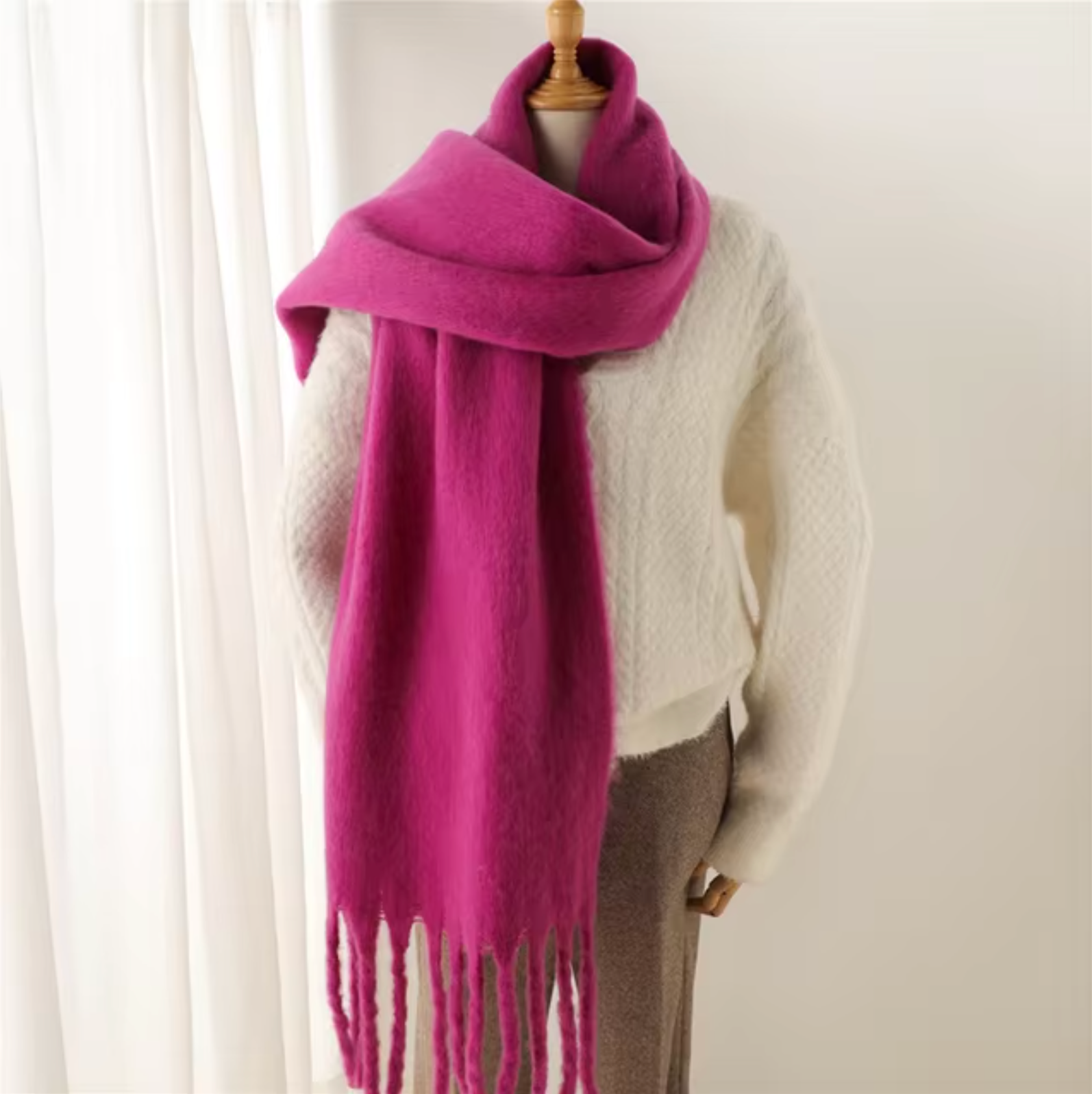 Iris Women's Wool Fringe Scarf 1