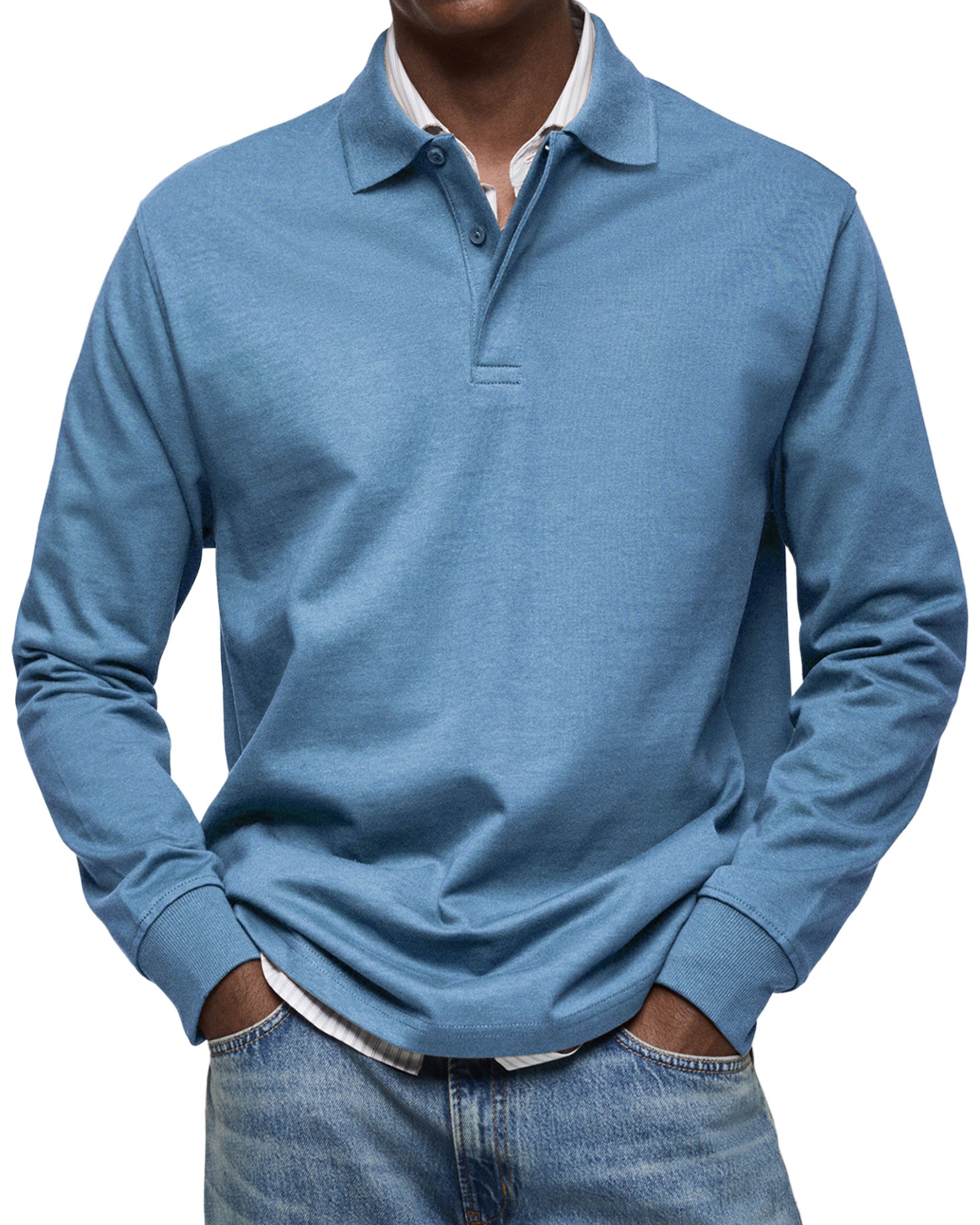 Isaac Men's Cotton Long Sleeve Polo Shirt 1