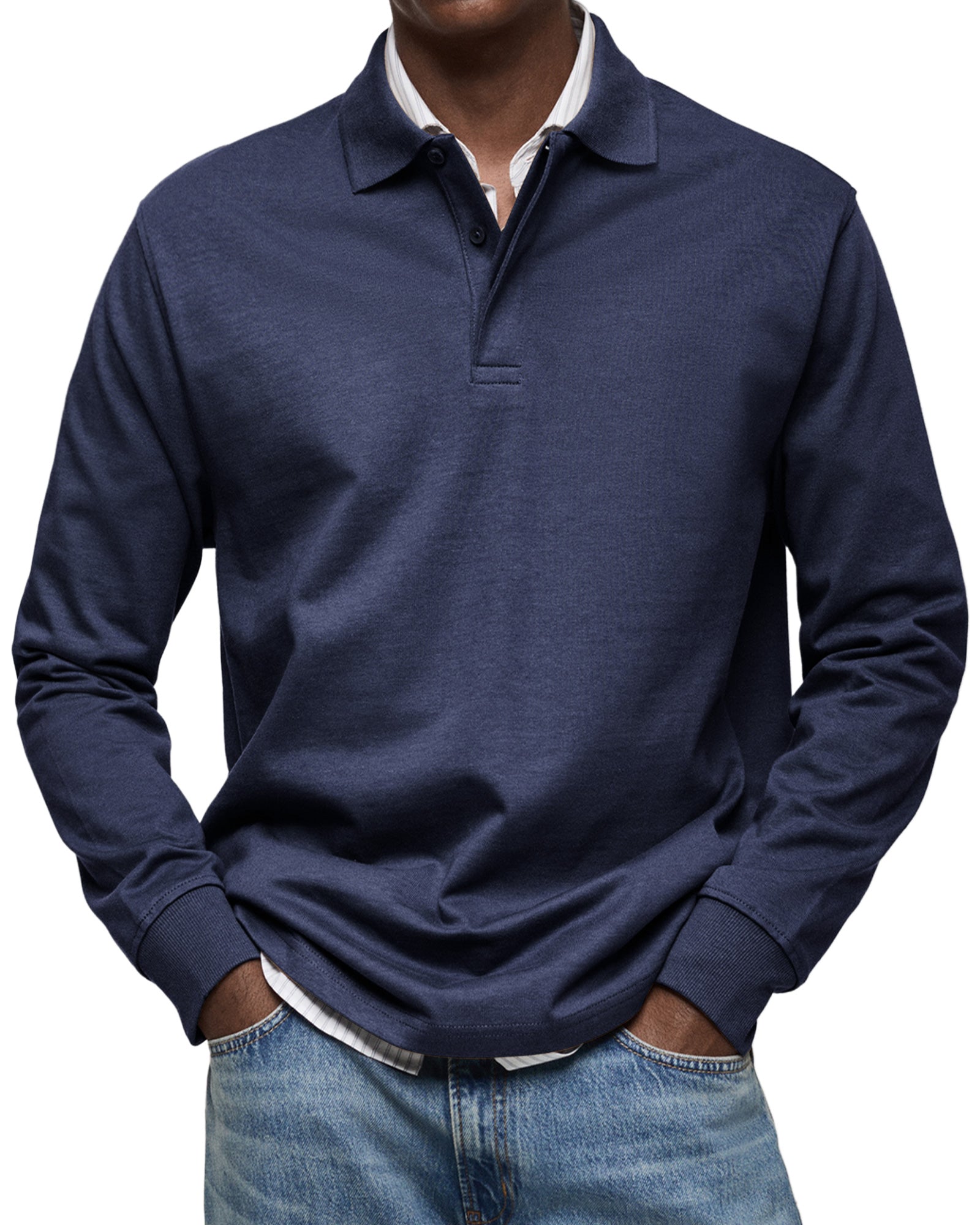 Isaac Men's Cotton Long Sleeve Polo Shirt 2