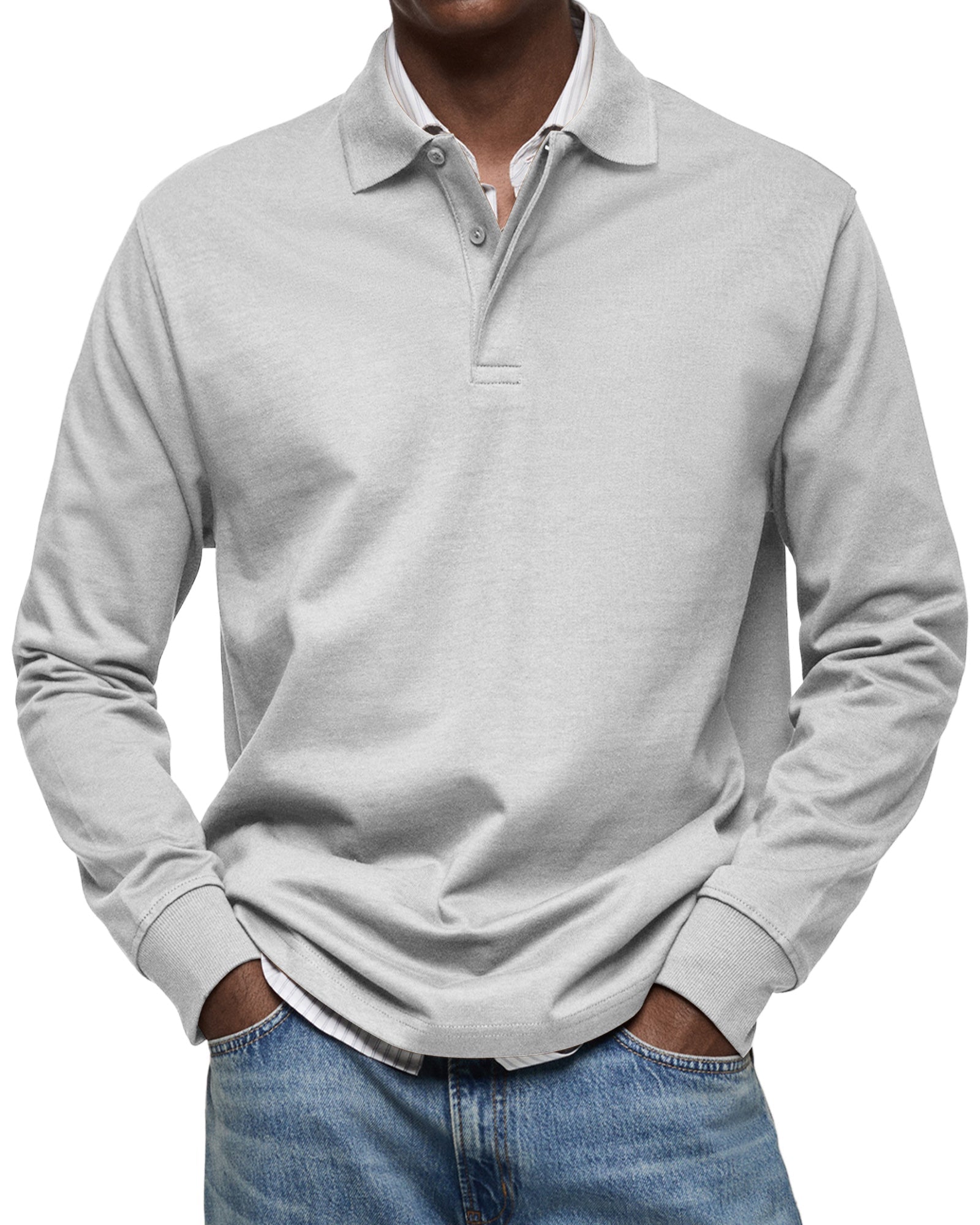Isaac Men's Cotton Long Sleeve Polo Shirt 4