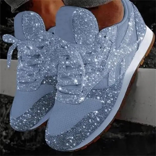Women's Glitter Lace-Up Sneakers