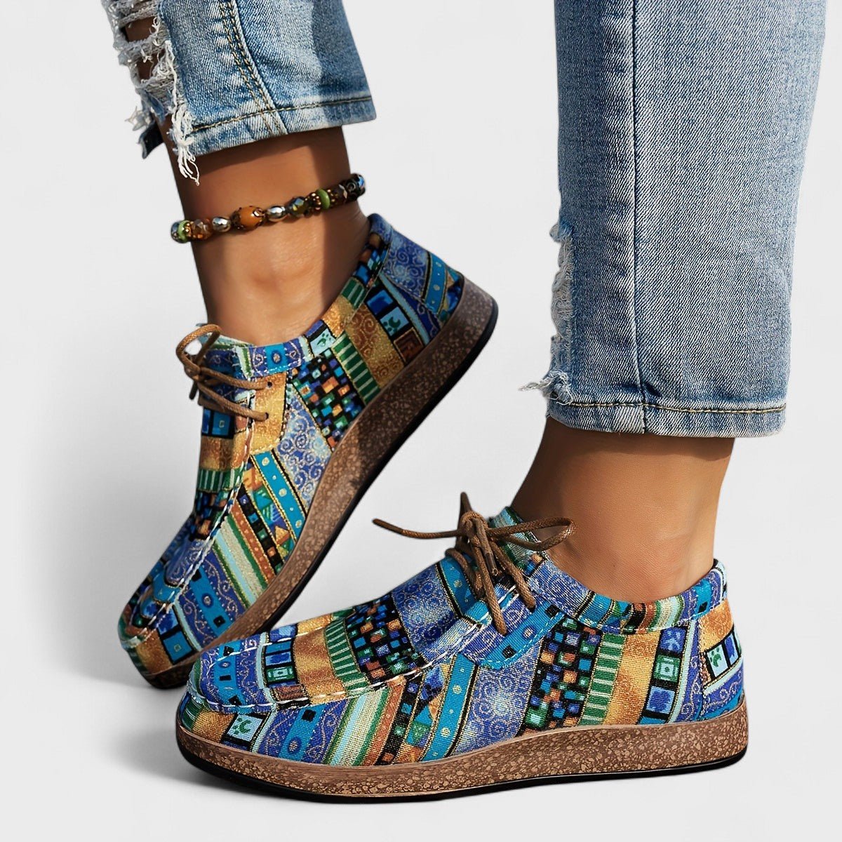 Women's Lace-Up Moccasin Sneakers - Blue