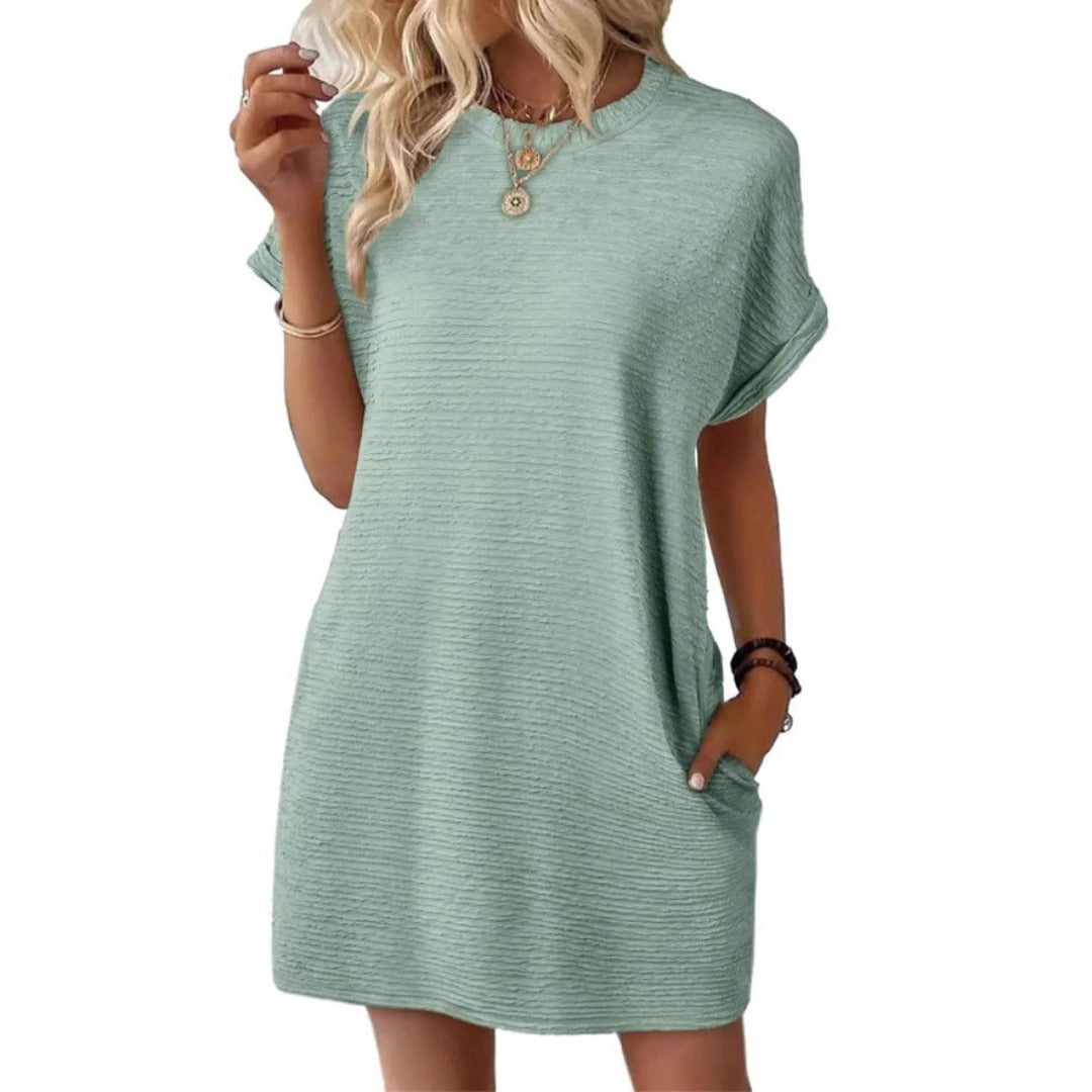 Short Sleeve T Shirt Dress - Light Green