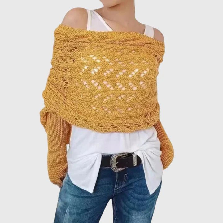 Women's Oversized Knit Wrap Shrug - Yellow