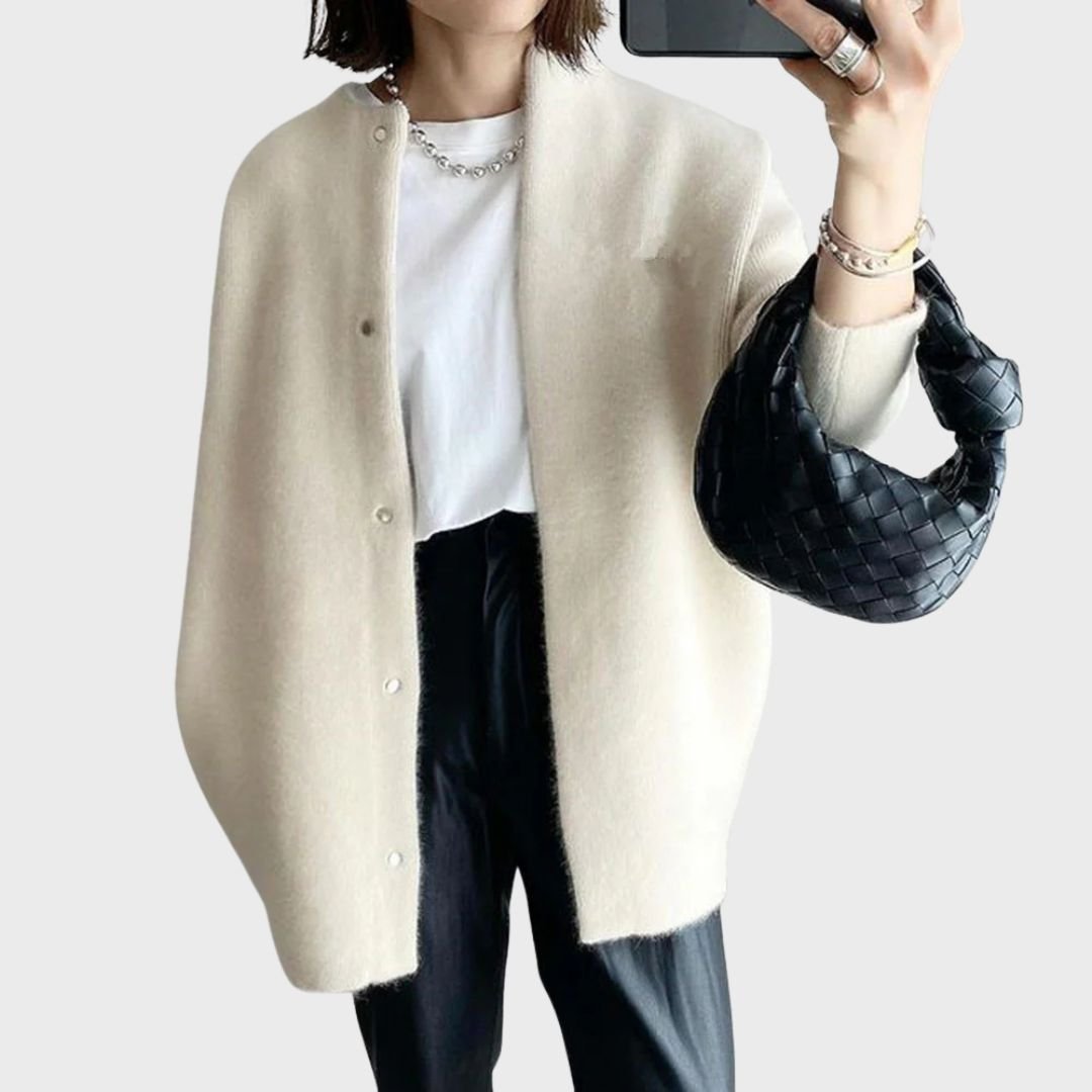 Women's Oversized Wool Cardigan - White