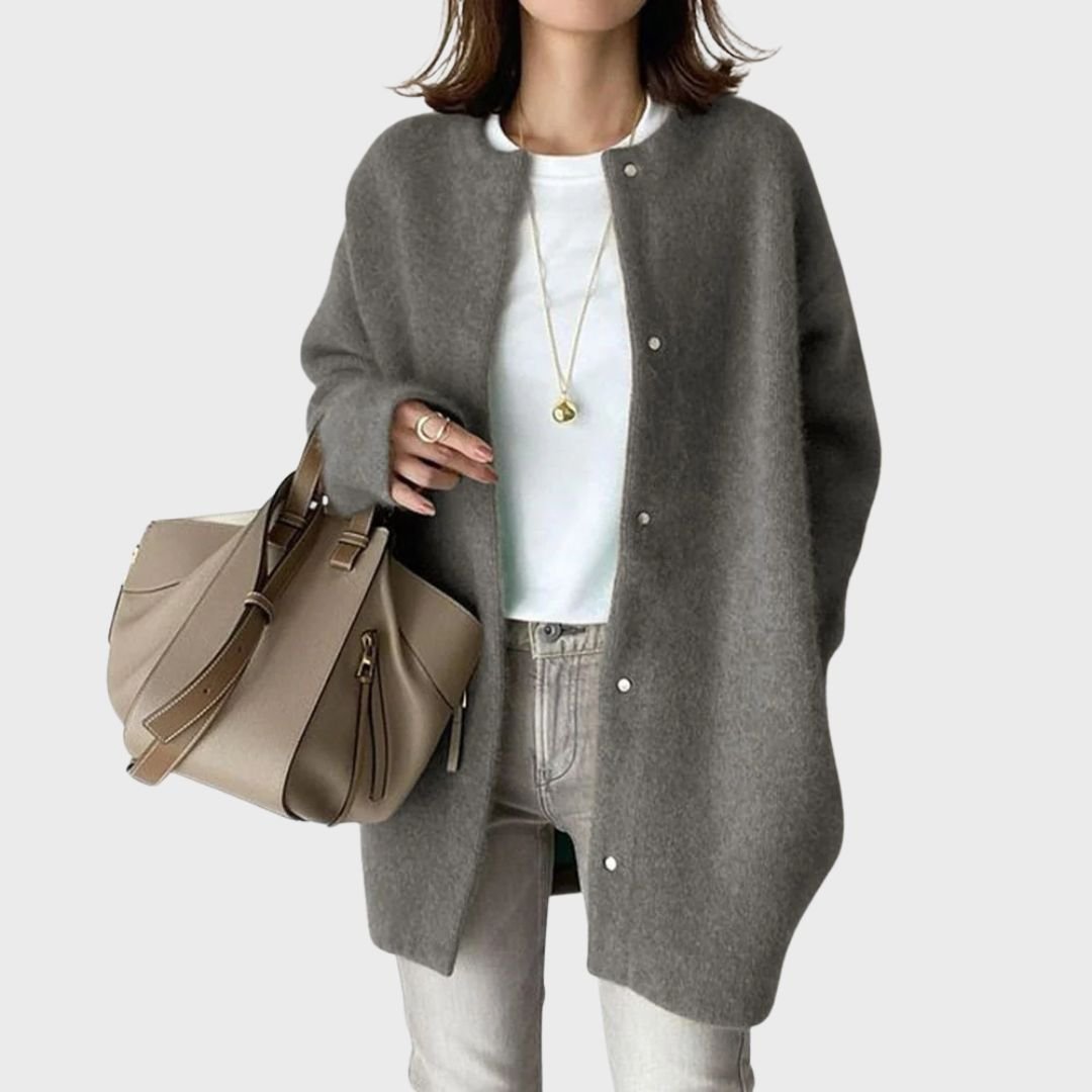 Women's Oversized Wool Cardigan - Gray