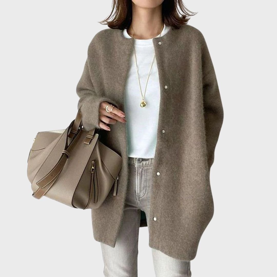 Women's Oversized Wool Cardigan - Coffee